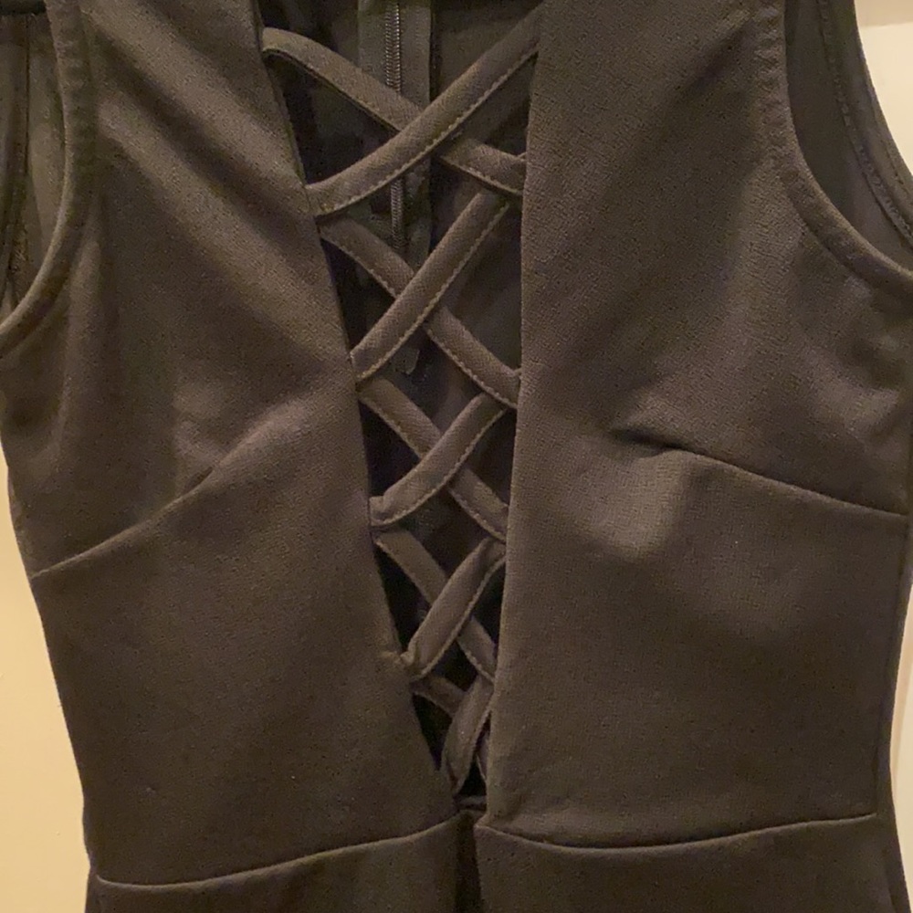 Misguided Black Criss Cross Mini Dress - Picture 3 of 6
